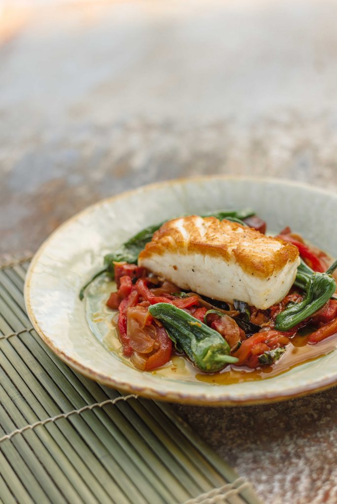 Tom Kitchin Halibut, red pepper & chorizo Foodies Magazine