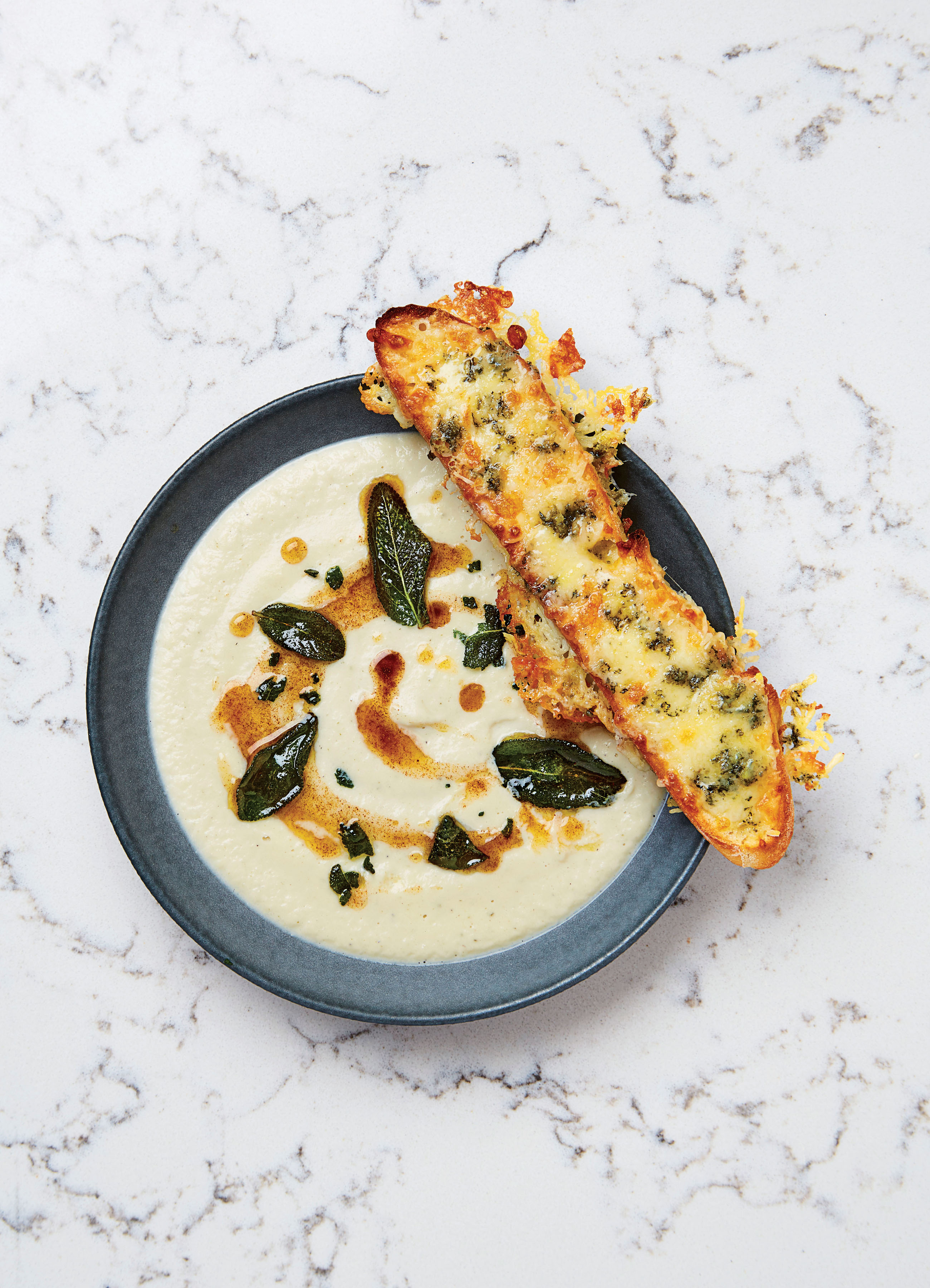 Gordon Ramsay's cauliflower soup with brown butter and cheesy toasts