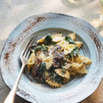 Gino’s farfalle with mushrooms and spinach